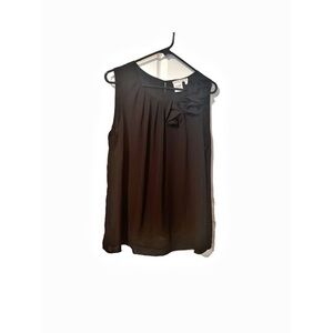 Fred David Black Pleated Tie Front Tank Top